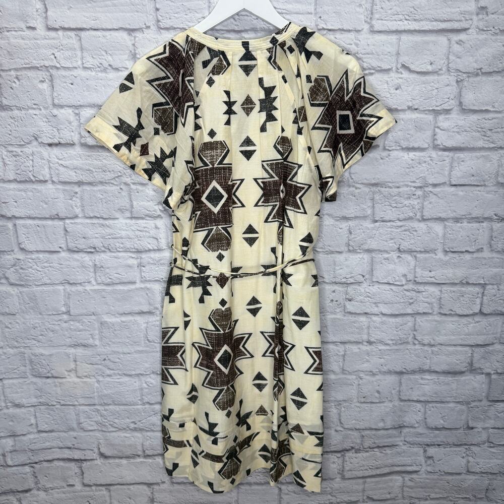 Maria Cher Formosa Carol Short Dress Mix 1 Cream Green Size L Aztec Tie Belt - Picture 10 of 10